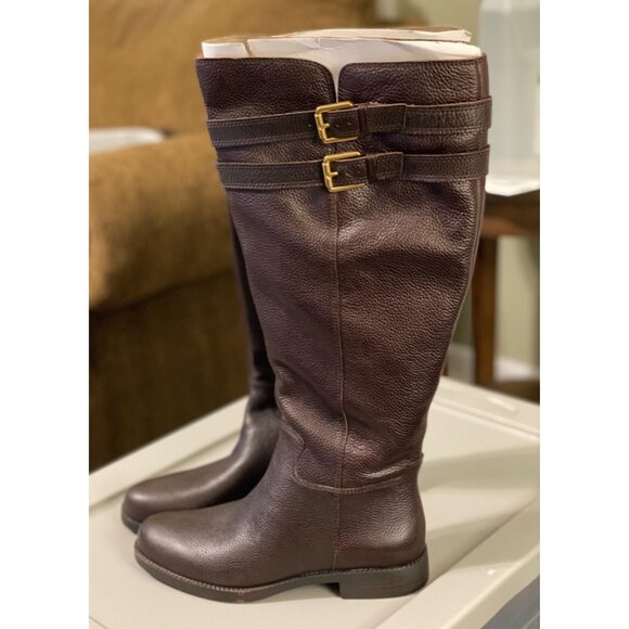 Franco Sarto Womens Christoff Wide Calf Brown Leather Boots Women's 6.5M WC - Picture 1 of 16